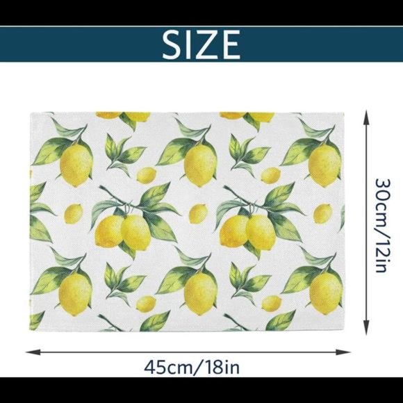 Set of 4 Placemats for Dining Table - Lemonade - 18 x 12 inch - Picture 2 of 7